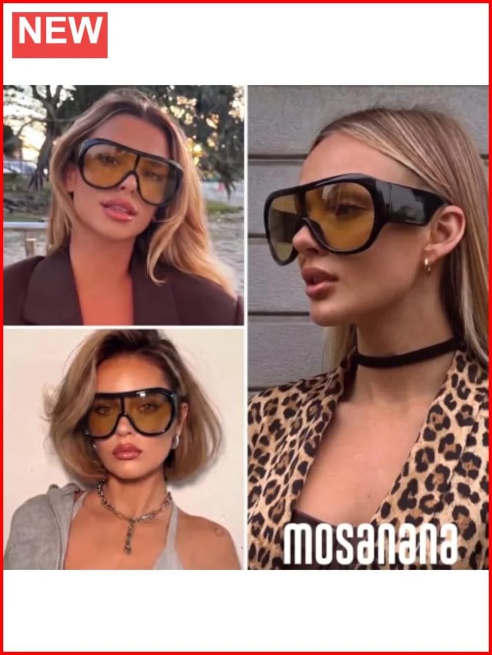 Oversized Shield Sunglasses Retro Big Frame Fashion